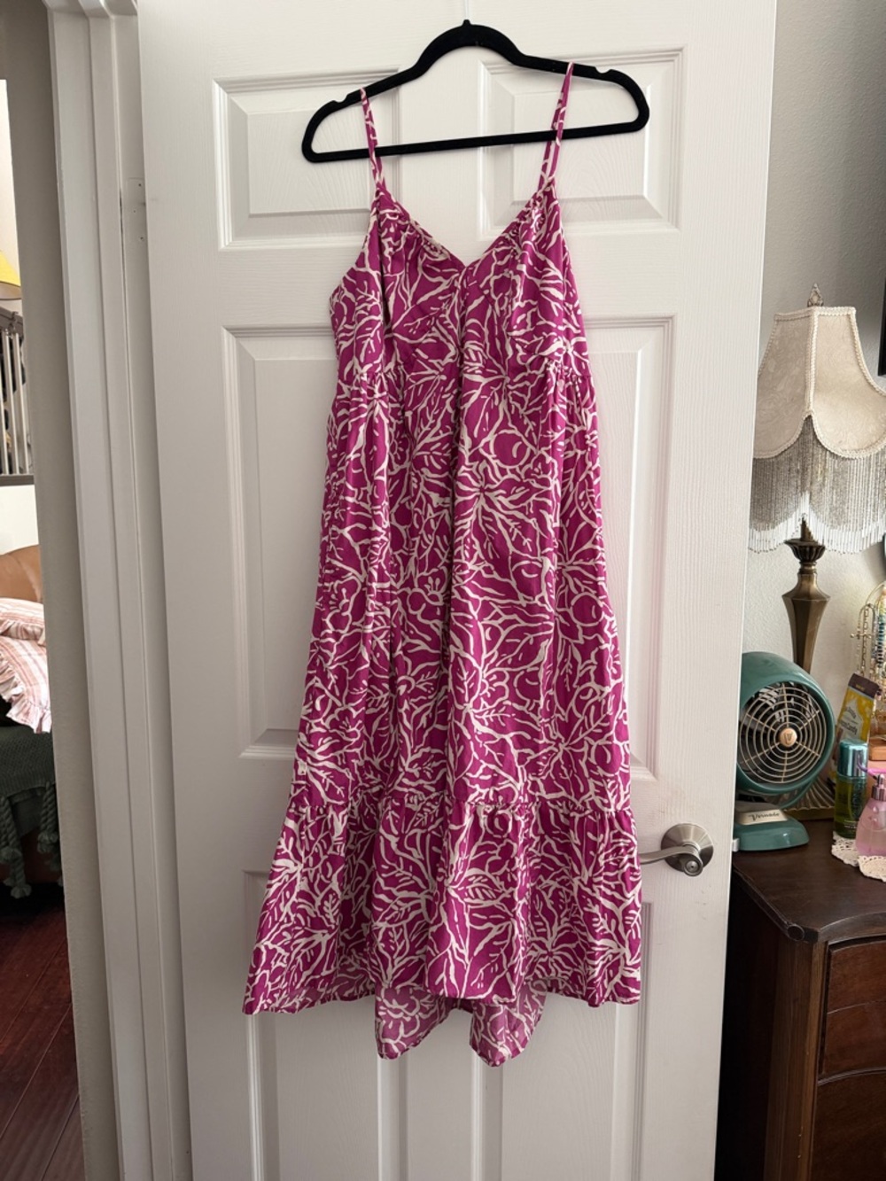 GAP Pink and White Printed Spaghetti Strap Sundress